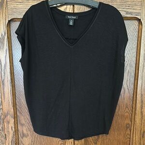 White House Black Market Women's Black V-Neck Blouse